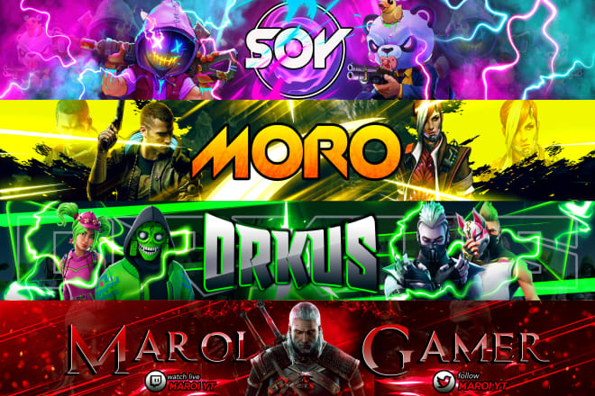 I will design a youtube banner and twitch, gaming banner