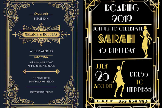 I will design art deco invitation, poster,business or greeting card