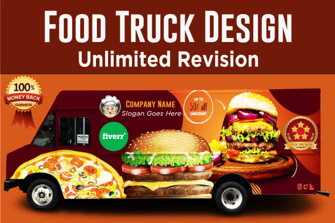 I will design awesome food truck, truck wrap, vehicle wrap, restaurant plan, food van
