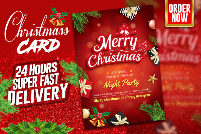 I will design christmas, new year, halloween, event and carnival cards
