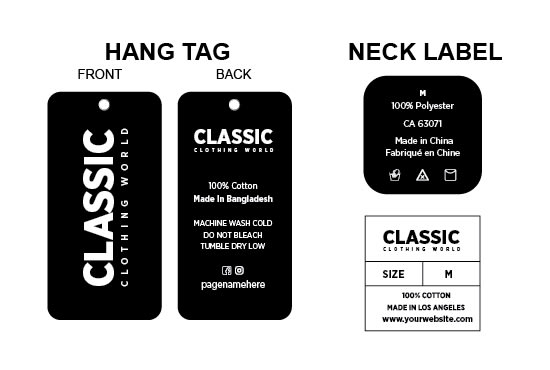 I will design clothing label, hang tag, neck label, care label and clothing tag
