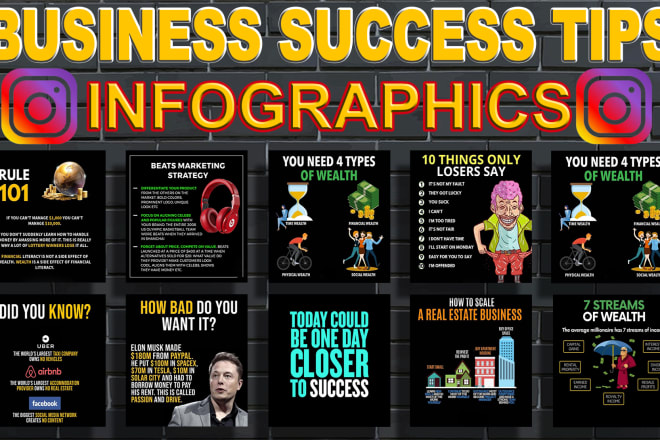 I will design entrepreneur success tip instagram infographic posts