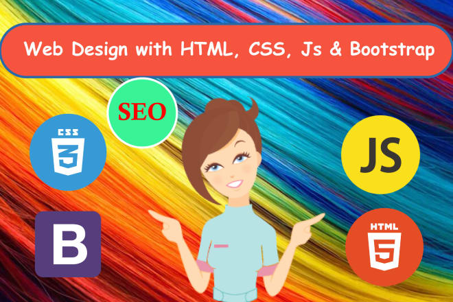 I will design HTML CSS responsive bootstrap website with seo