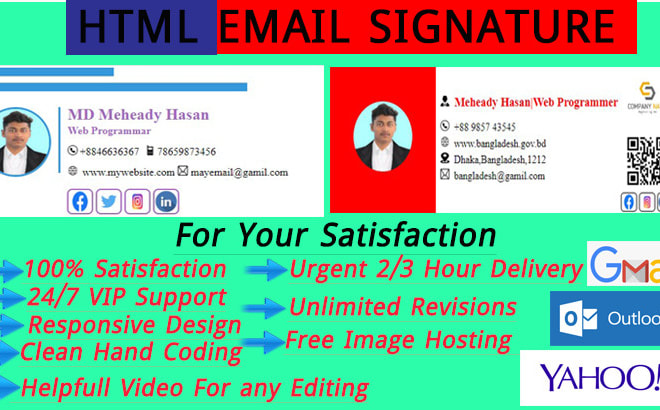 I will design HTML email signature for yourself or business,brand