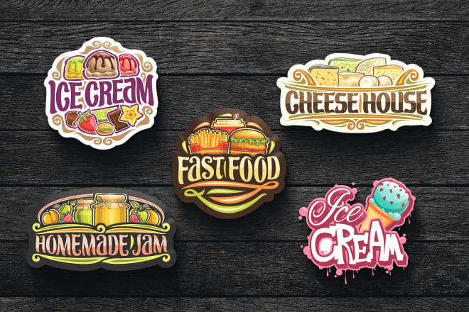 I will design ice cream, cheese, coffee, spaghetti, burger, pizza and fast food logo