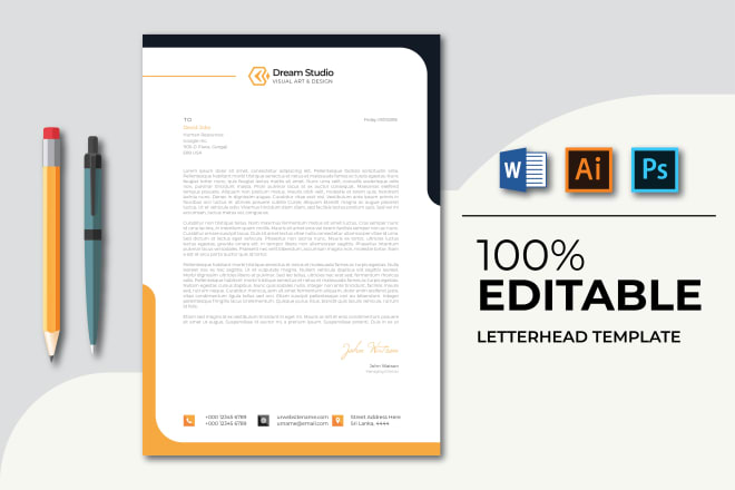 I will design official custom business letterhead word template