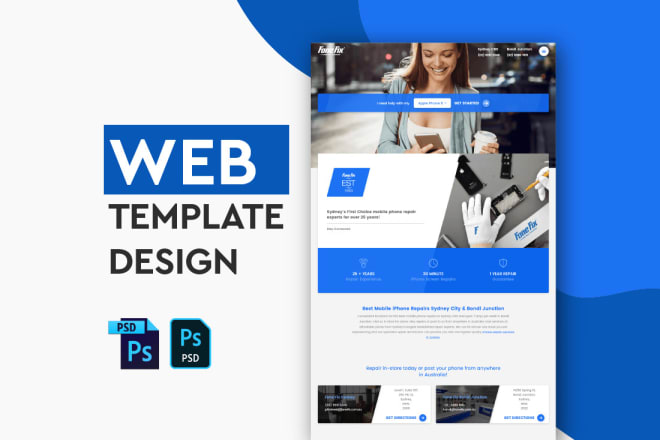 I will design photoshop web template or PSD website