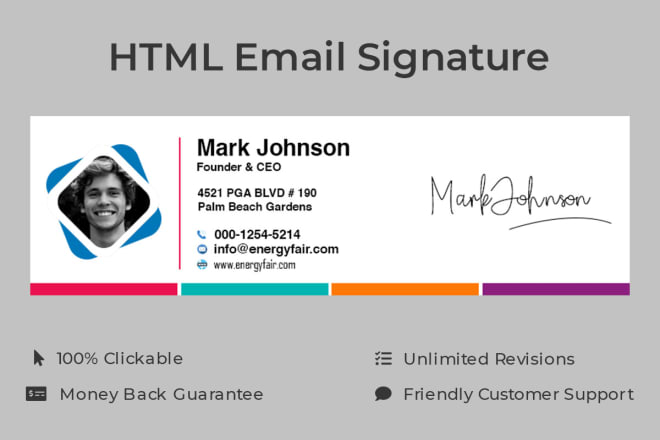 I will design premium clickable HTML email signature