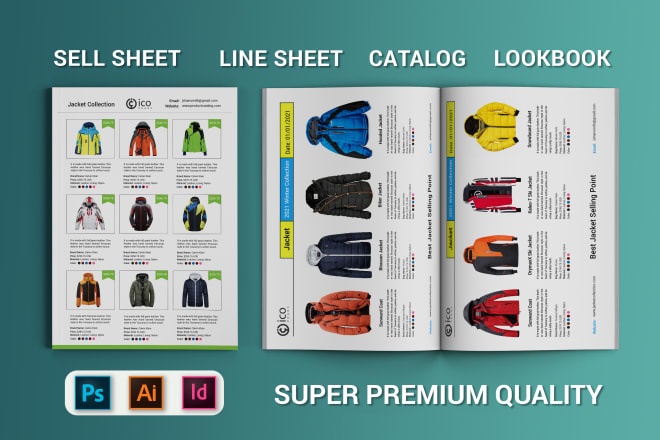 I will design product line sheet, sell sheet, product list catalog, lookbook template