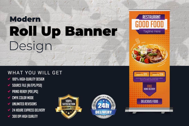 I will design roll up banner pull up banner for business and events