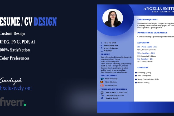 I will design your attention grabbing resume or CV with professional touch