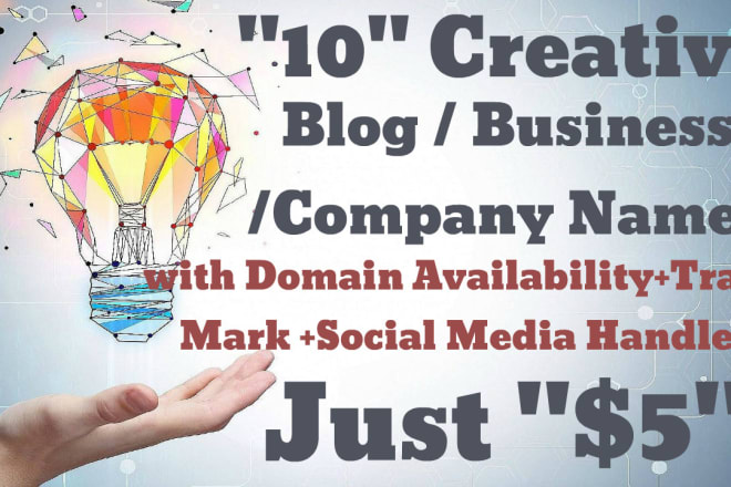 I will develop 10 unique business, blog or brand names