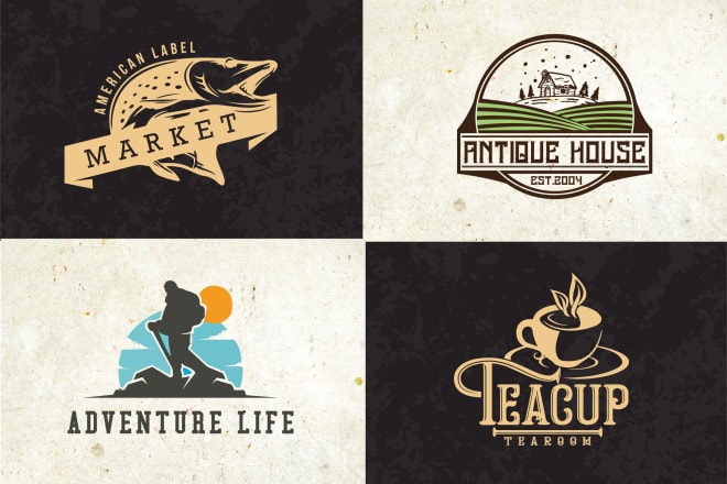 I will do 2 vintage retro logo design with brand style guides