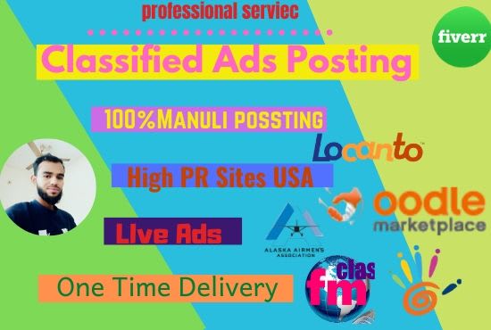 I will do 50 classified ads posting high PR sites in USA