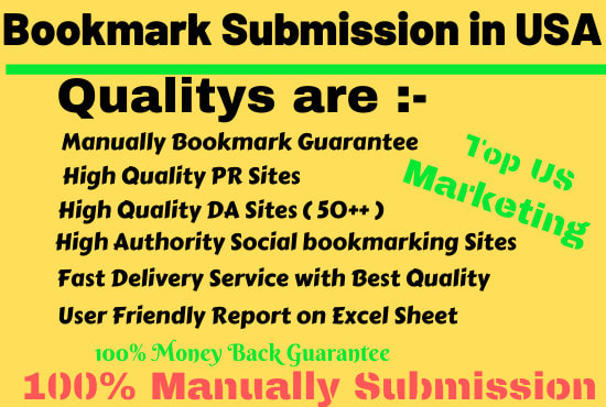 I will do 50 manually bookmark submission in usa high PR sites