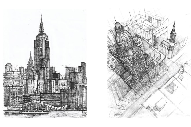 I will do a ink sketch of a building for you