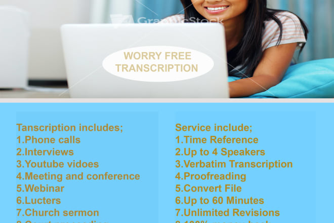I will do a transcription service of 60 minutes of audio and video