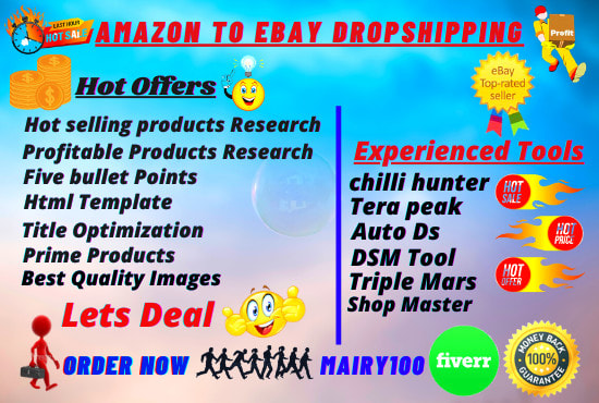 I will do amazon to ebay dropshipping products listings