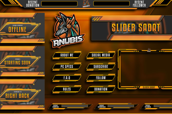 I will do awesome twitch overlay, mascot logo, panels and screen
