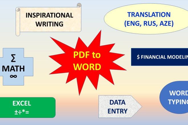 I will do basic ms office work, data entry, translations, PDF to word and calculations