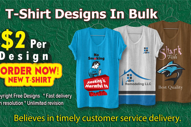 I will do bulk t shirt and typography t shirt design