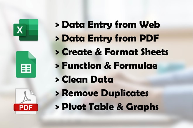 I will do data entry and formatting in excel or google sheets