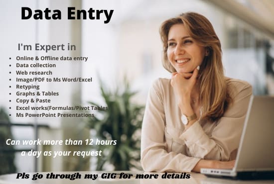 I will do data entry jobs, copy paste jobs and any related tasks