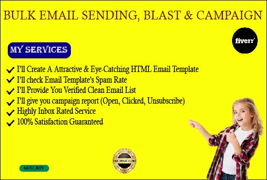 I will do email campaign, email sending, bulk email blast, email template design