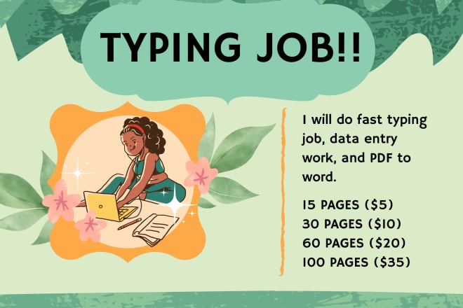 I will do fast typing job, data entry work, and PDF to word