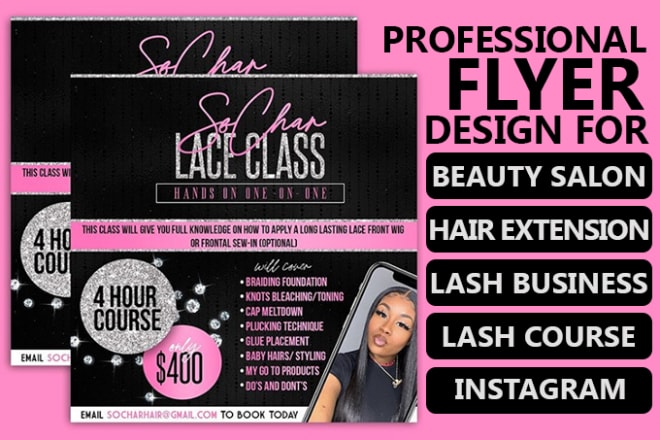 I will do hair extension, lash extension, beauty salon flyer design