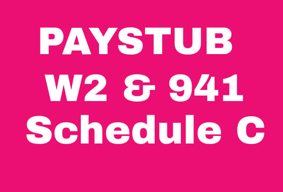 I will do payroll,paystubs with w2, 941 tax forms, schedule c