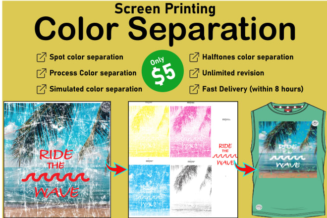 I will do spot, simulated color separation for screen printing