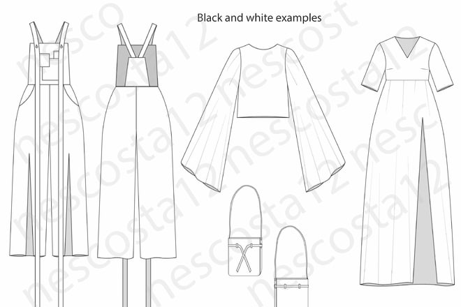 I will do technical drawings of clothes