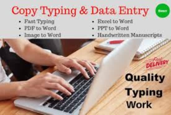 I will do transcription copy typing file conversion pdf to word