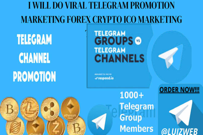 I will do viral telegram promotion marketing forex crypto ico marketing traffic