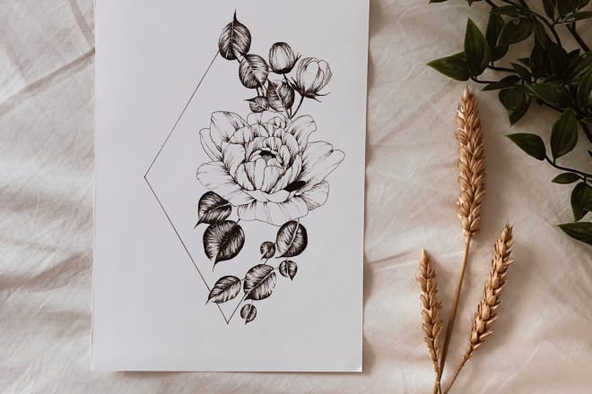 I will draw a customized unique floral tattoo design for you