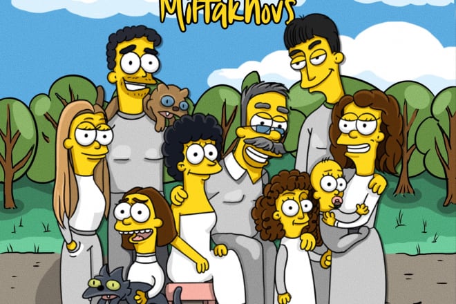 I will draw a portrait in the simpsons style