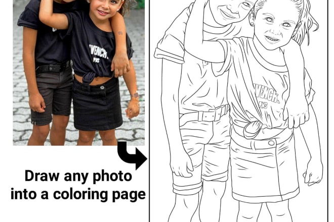 I will draw any photo into a coloring book page