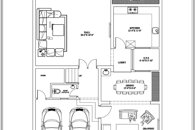 I will draw your architectural floor plan in autocad 2d