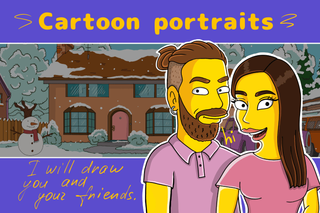 I will draw your portrait style of yellow custom cartoon character
