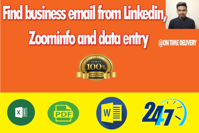 I will find business email from linkedin,zoominfo and data entry