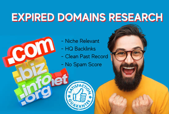 I will find expired domains research of backlinks from big brands and high da pa sites