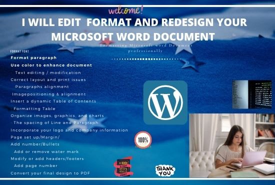 I will formatting and editing microsoft word document professionally