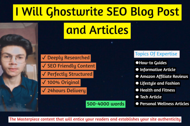 I will ghostwrite articles and blog posts with SEO in 24 hours