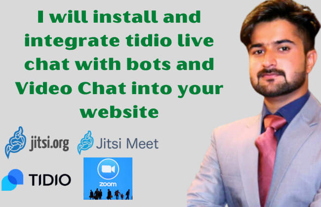 I will install tidio live chat with bots in your website add video