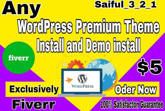 I will install wordpress premium theme plugin and demo setup