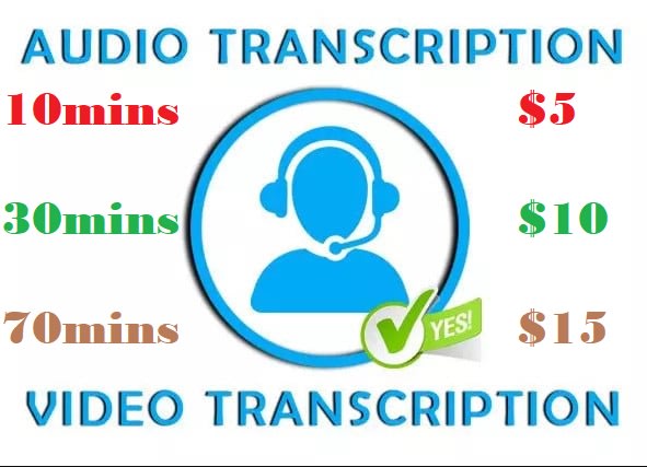 I will interview transcription and transcribe audios or videos