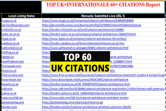 I will list your business in 60 UK local seo citations, directories