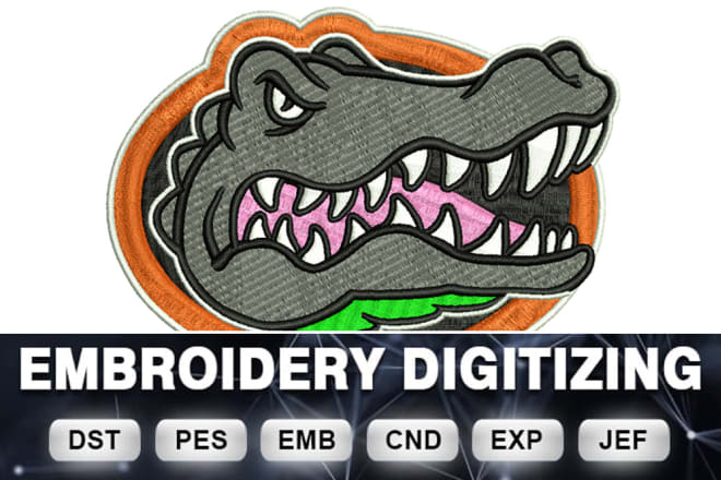 I will logo embroidery digitizing dst, pes, in 1 hr