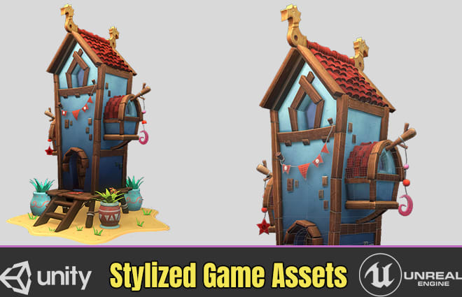 I will make a 3d stylized house for your game